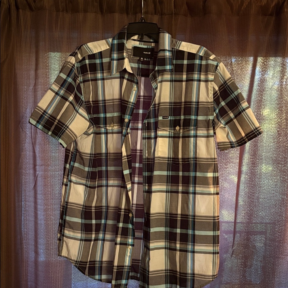 Hurley Blue and Black Checkered Shirt